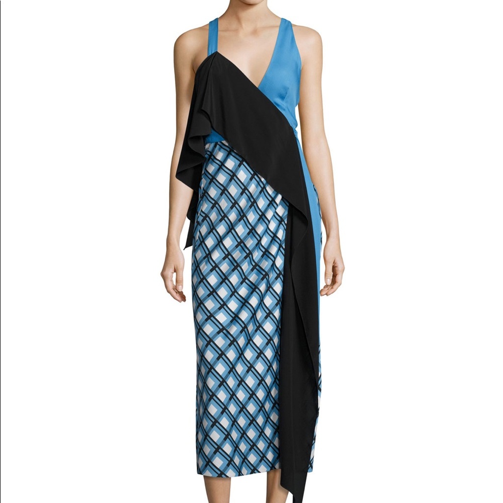 Diane Von Furstenberg Assymetric Ruffle Dress-NWT